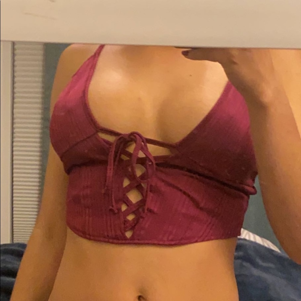 Urban Outfitters Burgundy Corset Top